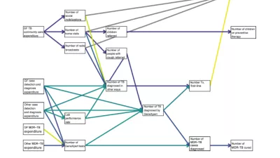 Diagram of effect sizes in structural equation models of TB in Senegal