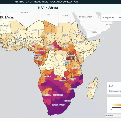 map of Africa showing HIV incidence rates per country
