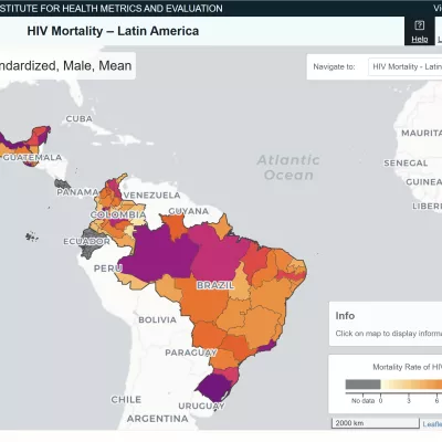 map of Latin America showing HIV mortality rates per country