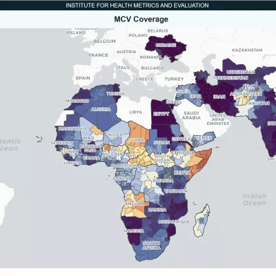 world map showing MCV1 coverage per country