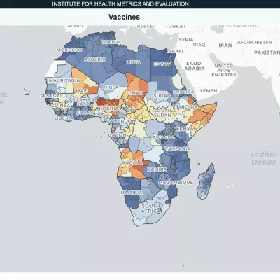 World map showing mean rate of DTP3 vaccine coverage