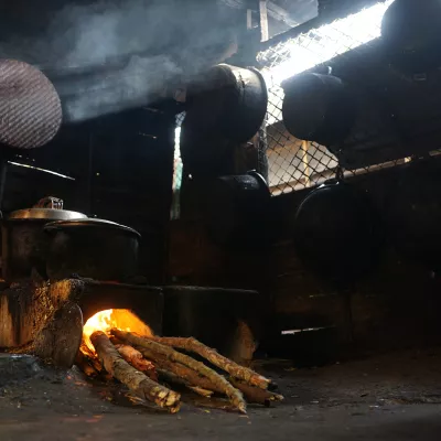 wood-burning stove inside a home